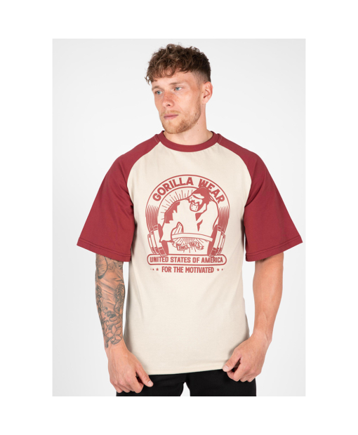Logan Oversized T-Shirt Beige/Red