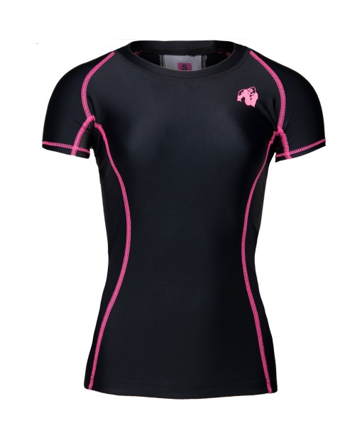 Carlin Compression Short Sleeve Top Black/Pink