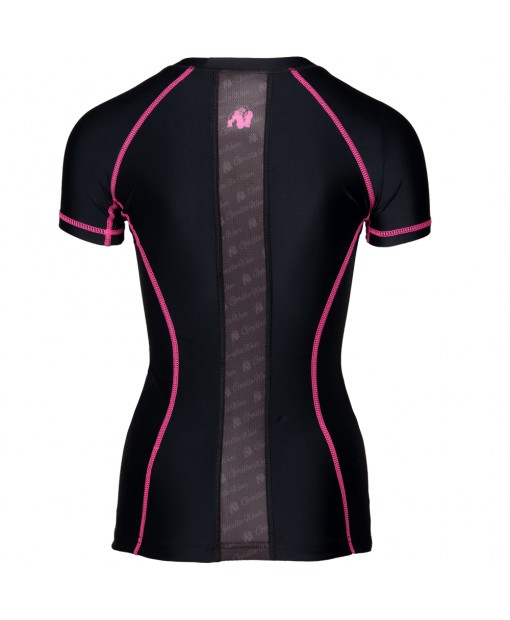 Carlin Compression Short Sleeve Top Black/Pink