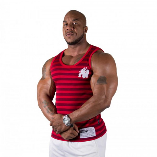 Stripe Stretch Tank Top Red