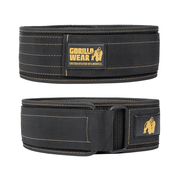 Gorilla Wear 4 Inch Nylon Lifting Belt Black/Gold